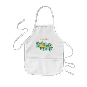Cute funny leafy sea draak cartoon illustratie kinder schort