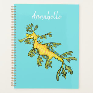 Cute funny leafy sea draak cartoon illustratie planner
