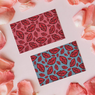 Cute Funny Lips Motif Blue Arrière - plan Carte po