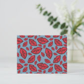 Cute Funny Lips Motif Blue Arrière - plan Carte po (Debout devant)