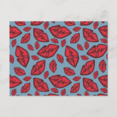 Cute Funny Lips Motif Blue Arrière - plan Carte po (Devant)