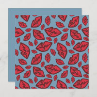 Cute Funny Lips Pattern Blue Background