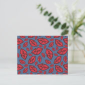 Cute Funny Lips Pattern Dark Background Briefkaart (Staand voorkant)