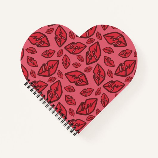 Cute Funny Lips Pattern Roze Notitieboek (Voorkant)