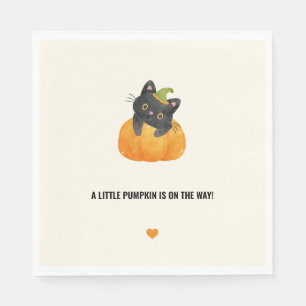 Cute Funny Little Pumpkin on Way Black Cat Servet