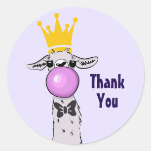 Cute Funny Llama Illustratie Dank u Ronde Sticker