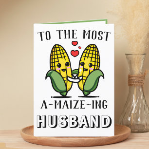 Cute Funny Maize Corn Pun Husband Jubileum Bedankkaart