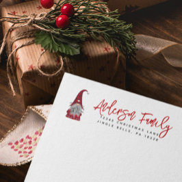 Cute Funny Merry Kerstmis, gepersonaliseerd gnome Etiket