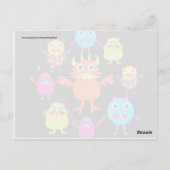 Cute Funny Monster Party Creats in Circle Briefkaart (Achterkant)