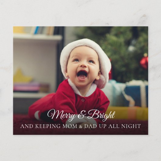 Cute Funny New Baby Photo met kerstkaart (Voorkant)