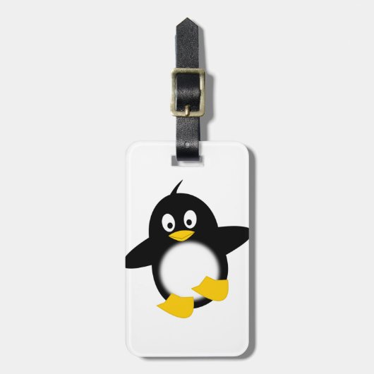 Cute Funny Penguin Bagagelabel (Voorkant verticaal)