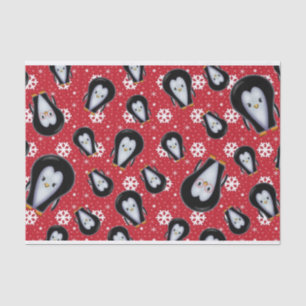 Cute Funny Penguins en Snowflakes Tissuepapier