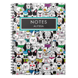 Cute Funny Personalized Hondenrassen Colorful Notitieboek
