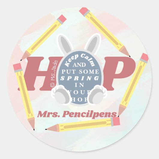 Cute Funny Personalized Spring Teacher Meme Ronde Sticker (Voorkant)