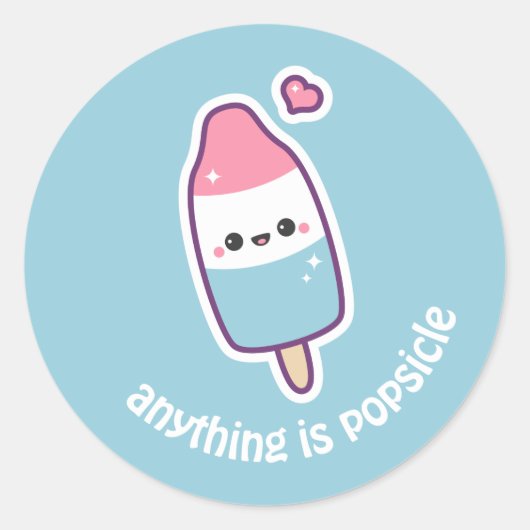 Cute Funny Popsicle Ronde Sticker (Voorkant)