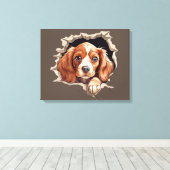 Cute Funny Puppy Canvas Afdruk (Insitu (Houten vloer))