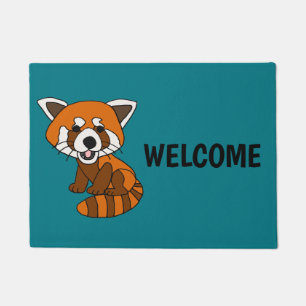 Cute Funny Red Panda Cartoon Deurmat