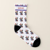 Cute Funny Rudolph Pattern Persoonlijke naam Pasen Sokken (Rechts - buiten)