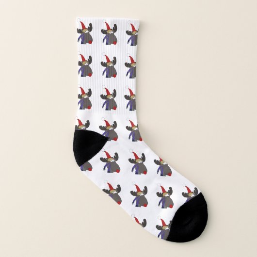 Cute Funny Rudolph Pattern Persoonlijke naam Pasen Sokken (Links binnenkant)