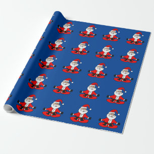 Cute Funny Santa Claus doet Yoga Kerstmis Cadeaupapier