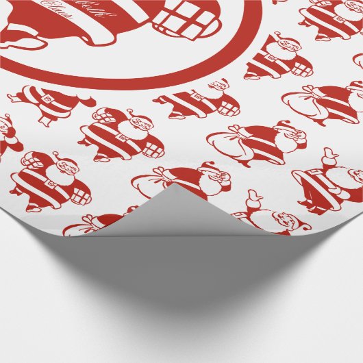 Cute Funny Santa Claus Pattern Label met kerstcade Cadeaupapier (Hoek)