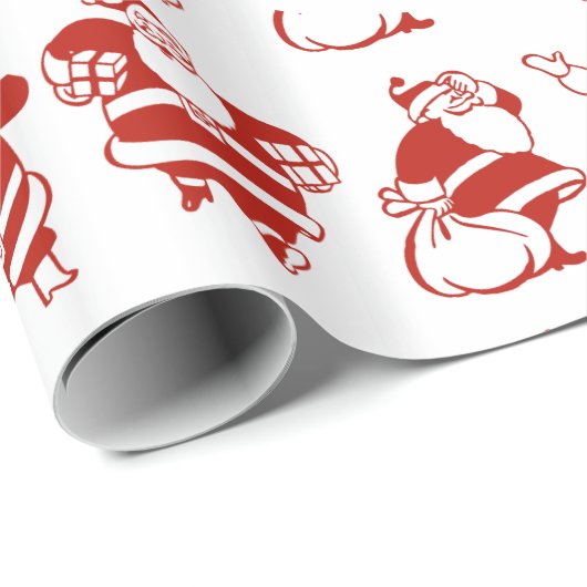 Cute Funny Santa Claus Pattern Label met kerstcade Cadeaupapier (Rol Hoek)