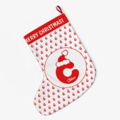 Cute Funny Santa Claus Pet Pattern Monogrammed C Grote Kerstsok (Achterkant (Hangend))