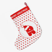 Cute Funny Santa Claus Pet Pattern Monogrammed R Grote Kerstsok (Achterkant (Hangend))