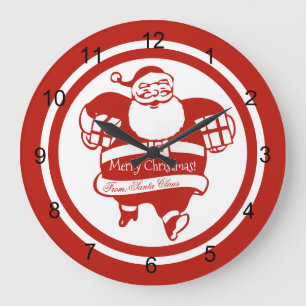 Cute Funny Santa Claus Red en White Kerstmis Grote Klok