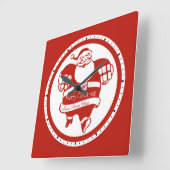 Cute Funny Santa Claus Red en White Kerstmis Vierkante Klok (Hoek)