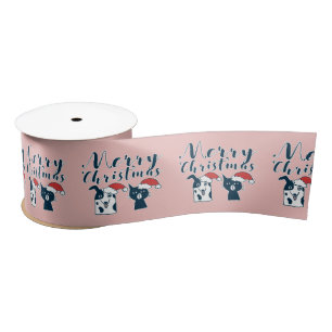 Cute Funny Santa Dog Cat   Vrolijk kerstfeest Lint