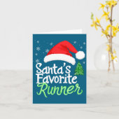 Cute Funny Santa's Favorite Runner Christmas Run H Kaart (Gele Bloem)