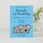 Cute Funny Sleeping Koala 1e verjaardag Kaart (Staand voorkant)