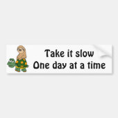 Cute Funny Sloth on Turtle Cartoon Bumpersticker (Voorkant)