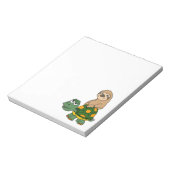 Cute Funny Sloth on Turtle Cartoon Notitieblok (Gedraaid)