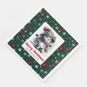 Cute funny snowman with snowflakes kids napkins servet (Hoek)