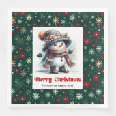 Cute funny snowman with snowflakes kids napkins servet (Voorkant)