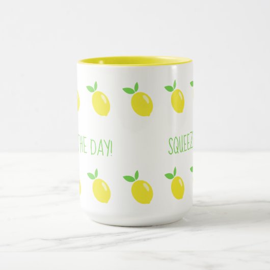 Cute Funny Squeeze the Day Lemons Mok (Midden)