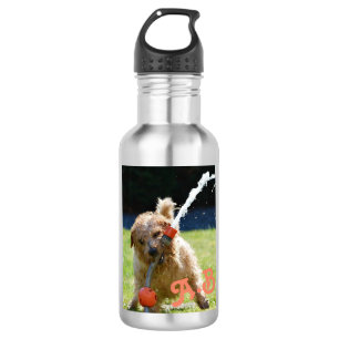 Cute Funny Summer Dog met slangen gepersonaliseerd Waterfles