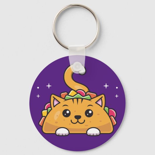 Cute Funny Taco cat rainbow Sleutelhanger (Voorkant)