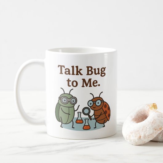 Cute Funny Talk Bug To me Entomologist Explorer Koffiemok (Met donut)
