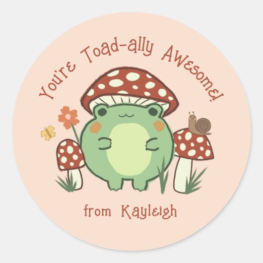 Cute Funny Toad ally Geweldige Classroom Valentijn Ronde Sticker (Voorkant)