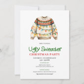 Cute Funny Ugly Sweater Xmas Party Invitation (Devant)