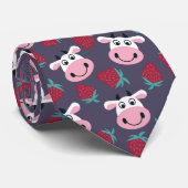 Cute Funny Vache et Cravate de fraises (Roulé)