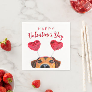 Cute Funny Valentijnsdag Dog Heart Servet
