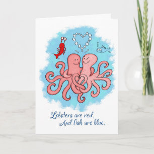 Cute Funny Valentijnsdag Octapus Couple Feestdagen Kaart