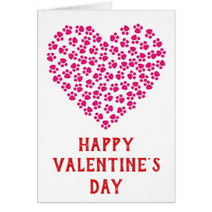 Cute Funny Valentijnsdag Paw Print Heart