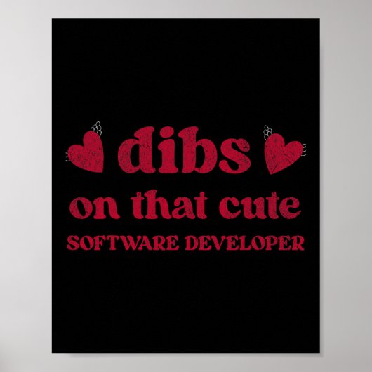 Cute Funny Valentine's Day Software Developer Wome Poster (Voorkant)
