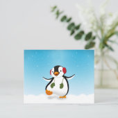 Cute Funny Winter Penguin Briefkaart (Staand voorkant)
