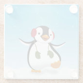 Cute Funny Winter Penguin Glazen Onderzetter (Achterkant)